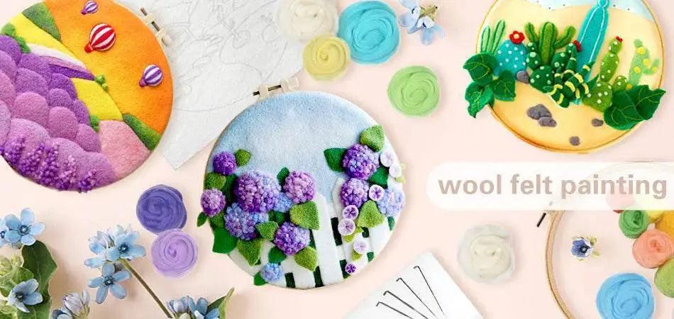  Wool Needle Felting Kit Embroidery Frame Creative Landscape Craft Kit Felt Needle Picture Gift for Mom -  ToylandEU™