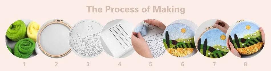  Wool Needle Felting Kit Embroidery Frame Creative Landscape Craft Kit Felt Needle Picture Gift for Mom -  ToylandEU™