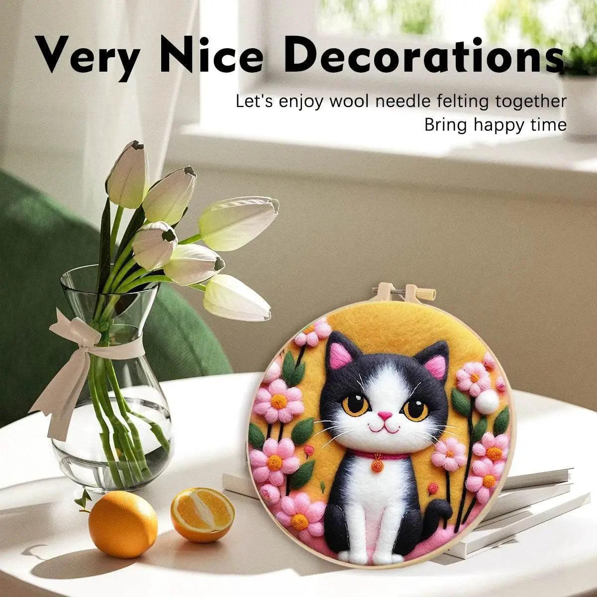  Wool Needle Felting Kit Embroidery Frame Creative Landscape Craft Kit Felt Needle Picture Gift for Mom -  ToylandEU™
