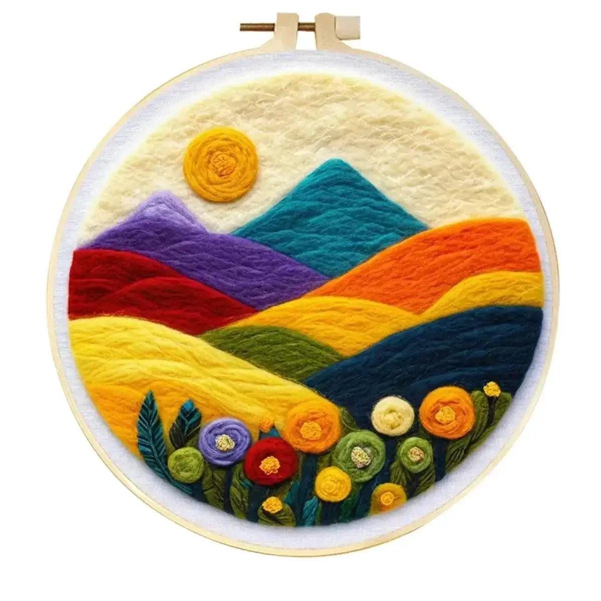  Wool Needle Felting Kit Embroidery Frame Creative Landscape Craft Kit Felt Needle Picture Gift for Mom -  ToylandEU™