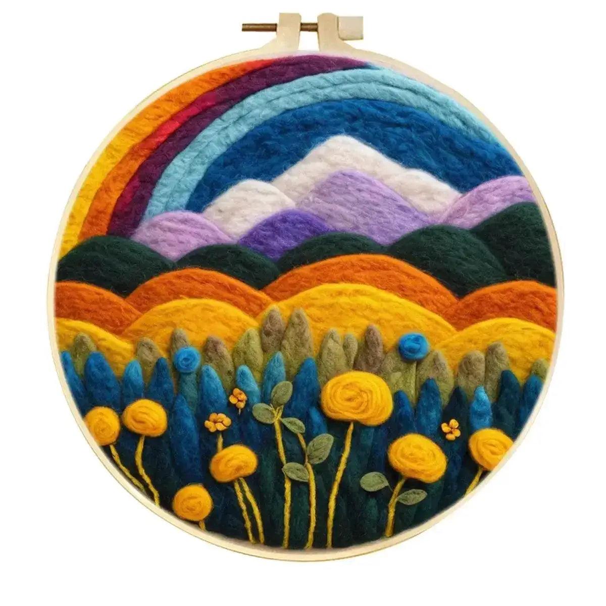  Wool Needle Felting Kit Embroidery Frame Creative Landscape Craft Kit Felt Needle Picture Gift for Mom -  ToylandEU™