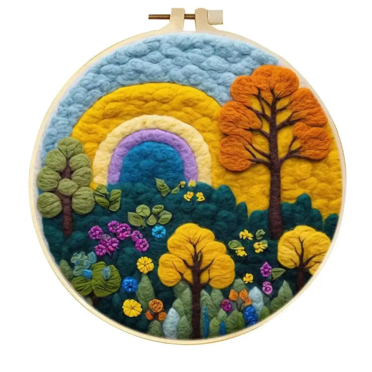  Wool Needle Felting Kit Embroidery Frame Creative Landscape Craft Kit Felt Needle Picture Gift for Mom -  ToylandEU™