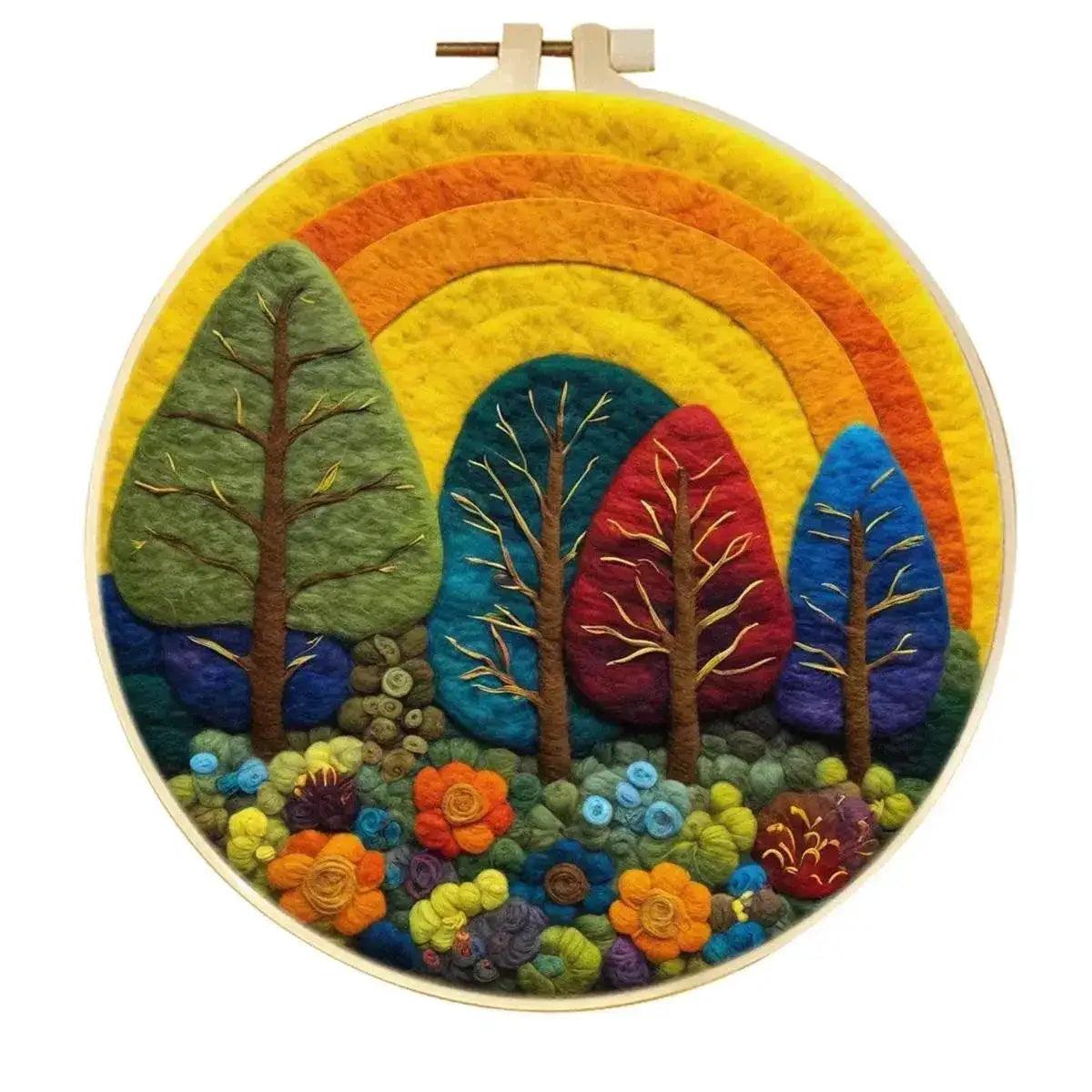 Wool Needle Felting Kit Embroidery Frame Creative Landscape Craft Kit Felt Needle Picture Gift for Mom -  ToylandEU™