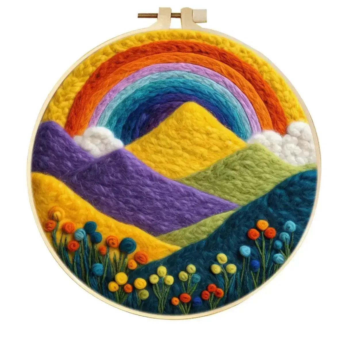  Wool Needle Felting Kit Embroidery Frame Creative Landscape Craft Kit Felt Needle Picture Gift for Mom -  ToylandEU™