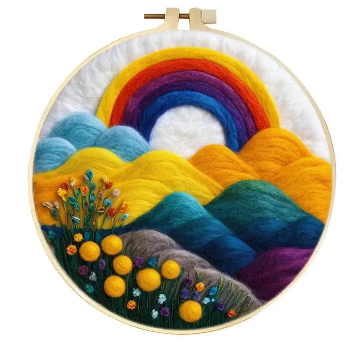  Wool Needle Felting Kit Embroidery Frame Creative Landscape Craft Kit Felt Needle Picture Gift for Mom -  ToylandEU™