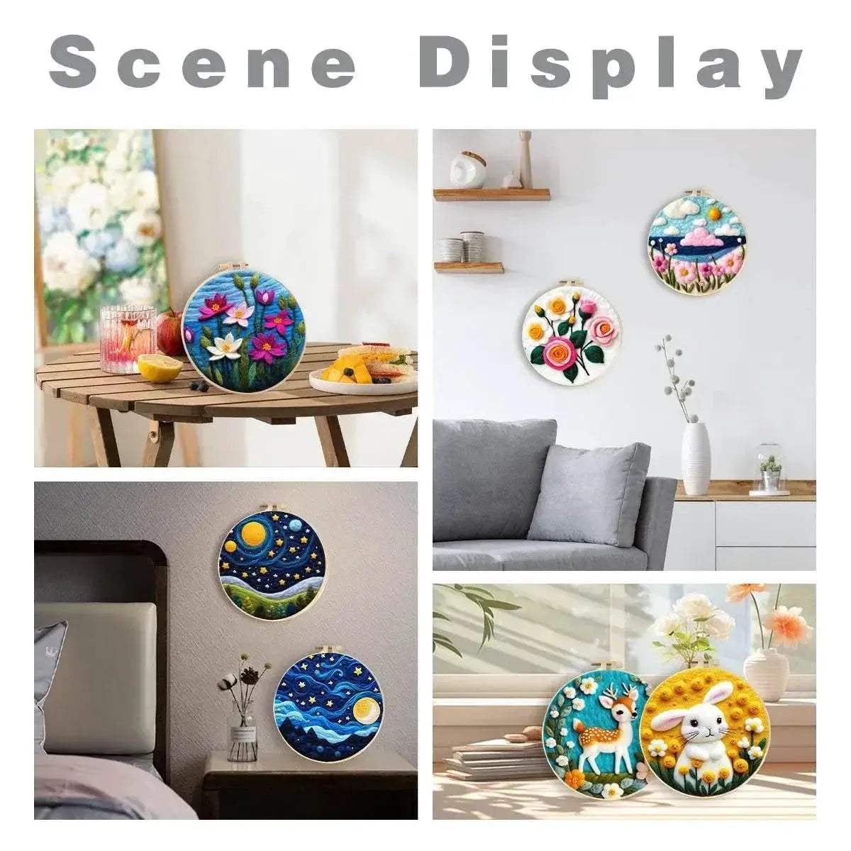 Wool Needle Felting Kit Embroidery Frame Creative Landscape Craft Kit Felt Needle Picture Gift for Mom - ToylandEU