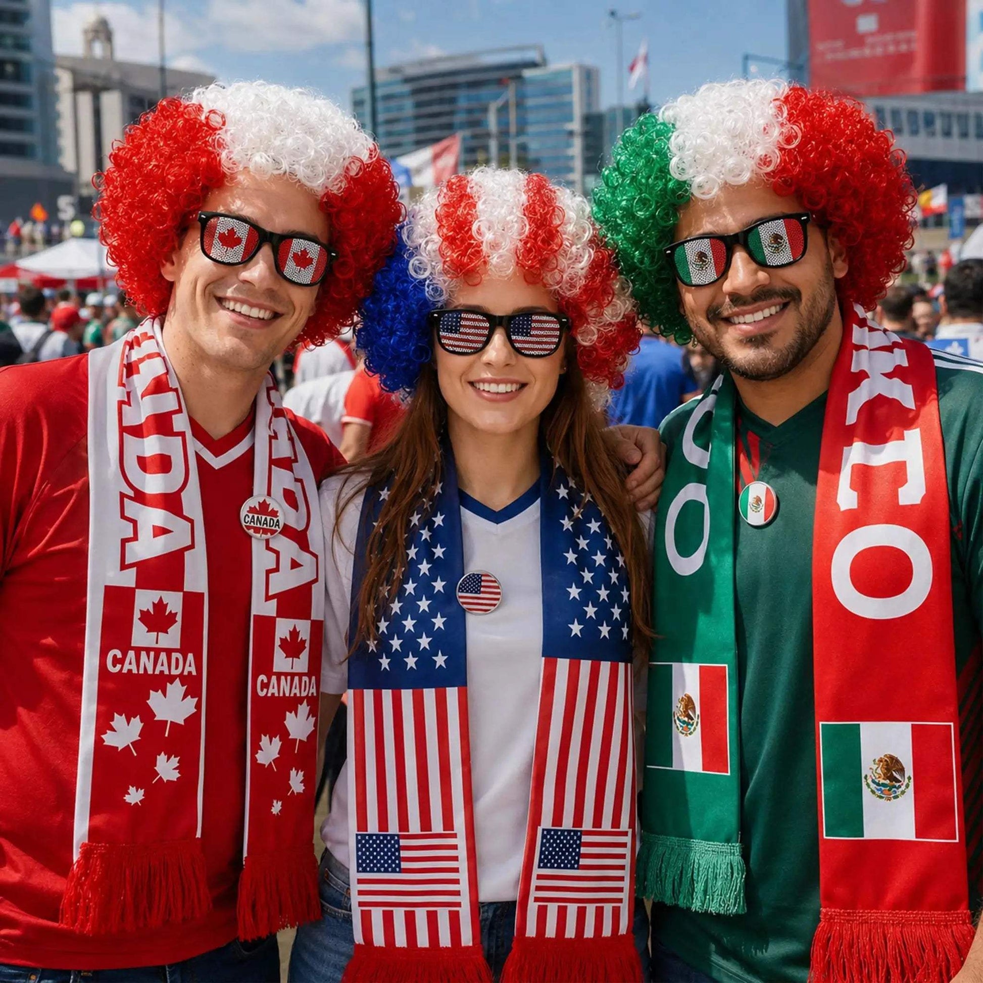  World Cup Flag Kinky Curly Wig Glasses Set Cosplay -  ToylandEU™