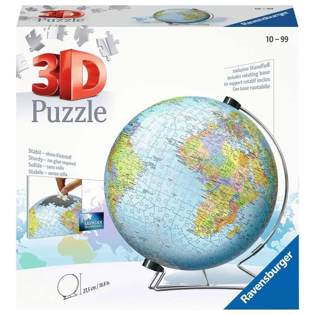 Educational 3D World Globe Puzzle With Rotating Stand - ToylandEU