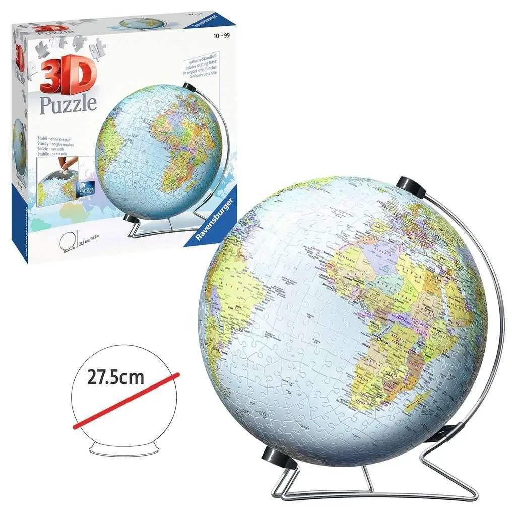 Educational 3D World Globe Puzzle With Rotating Stand - ToylandEU