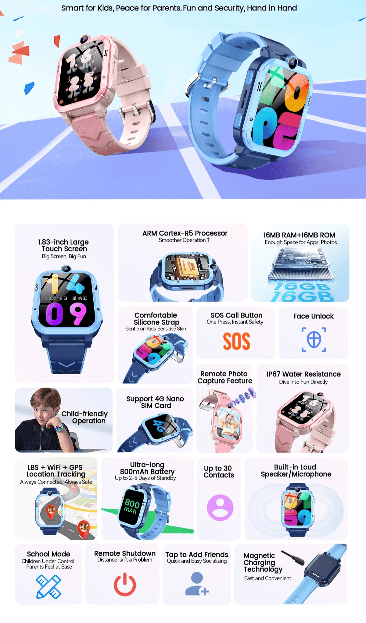 World Premiere Blackview NEW Z20 4G Smart Watch Kids GPS Video Call IP67 Tracker - ToylandEU