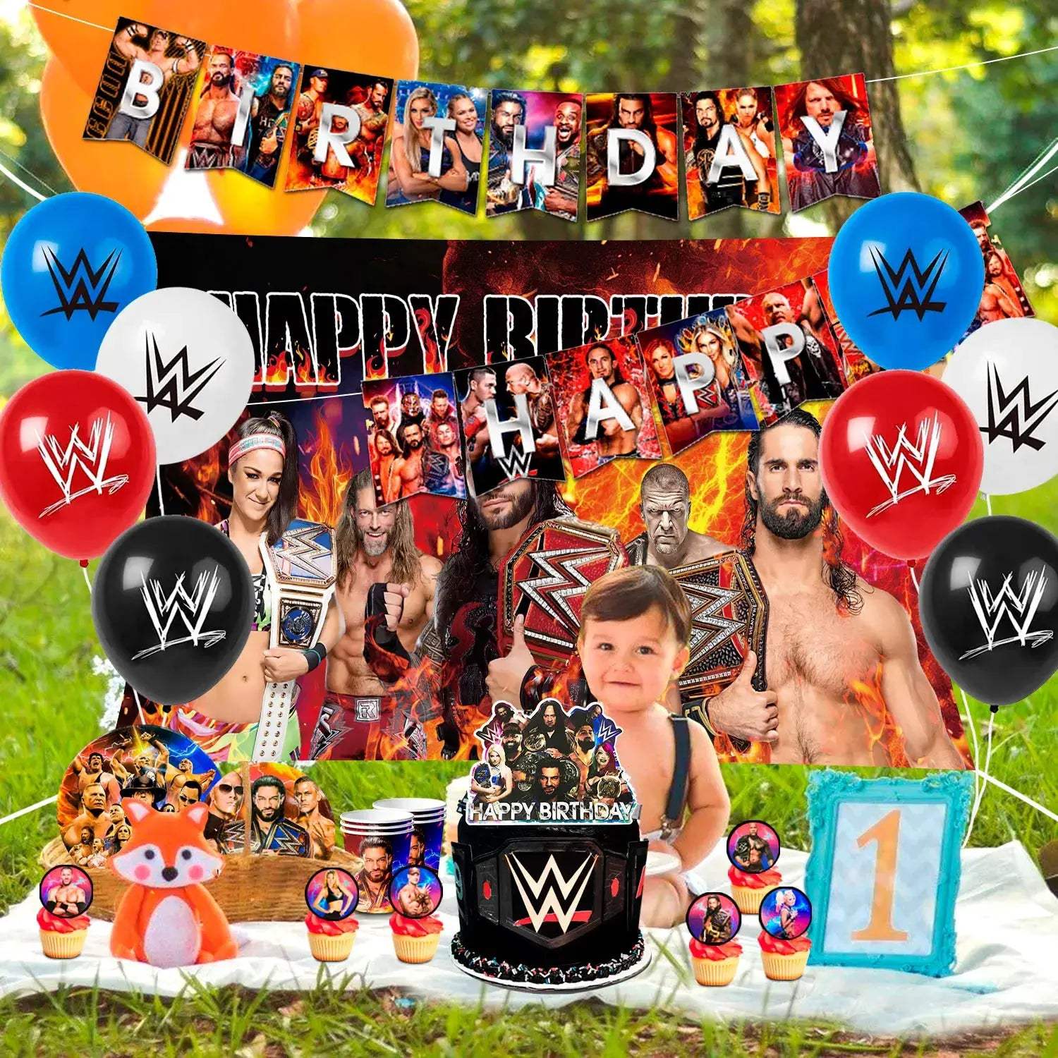 Wrestling Birthday Party Supplies Kit With Plates And Banner - ToylandEU
