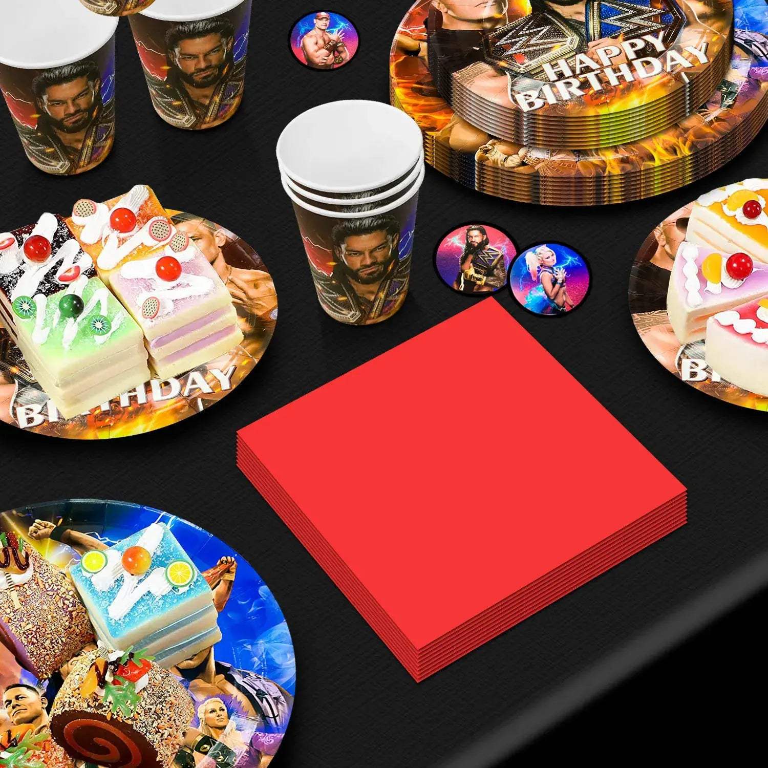 Wrestling Birthday Party Supplies Kit With Plates And Banner - ToylandEU