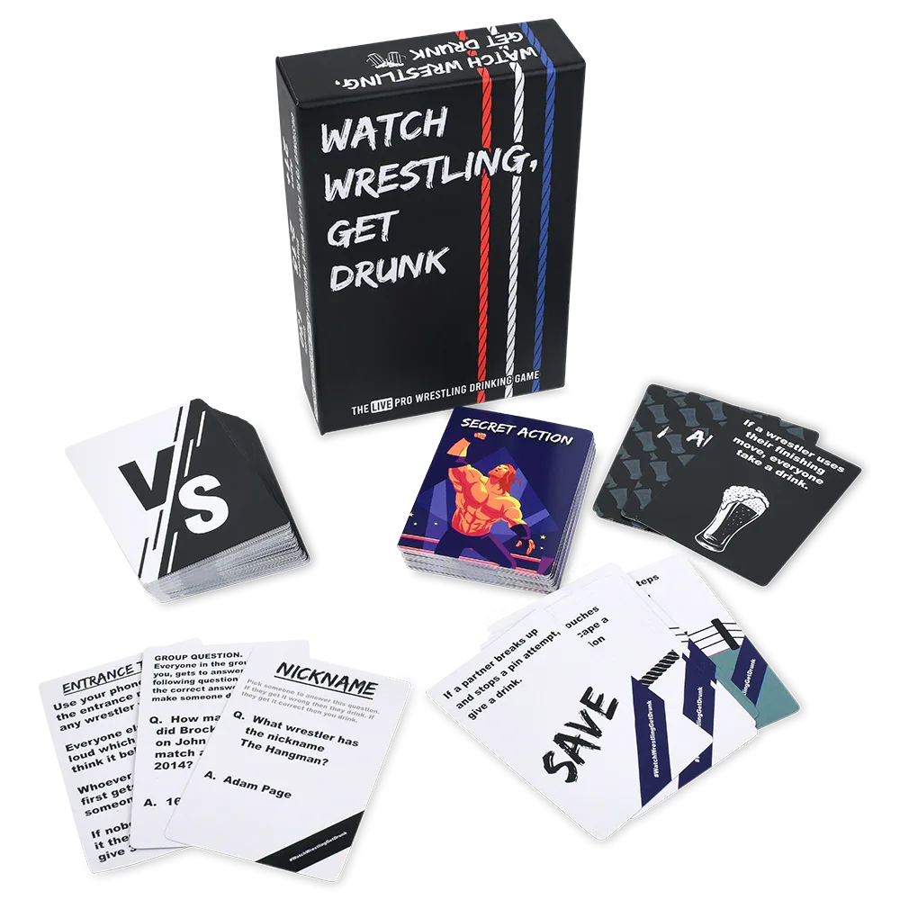 Pro Wrestling Drinking Game For 2-15 Players With 130 Cards - Falling Whale Games