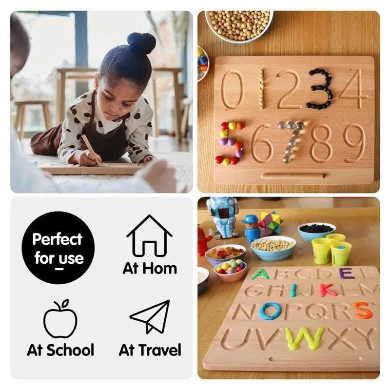  Montessori Double Sided Wooden English Alphabet And Numbers Cognitive Writing Board For Early Literacy -  ToylandEU™