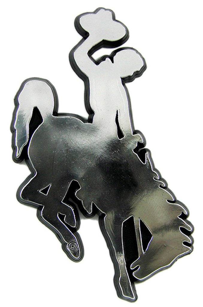 Wyoming Cowboys Auto Emblem Silver Chrome Finish 4 Inch - ToylandEU