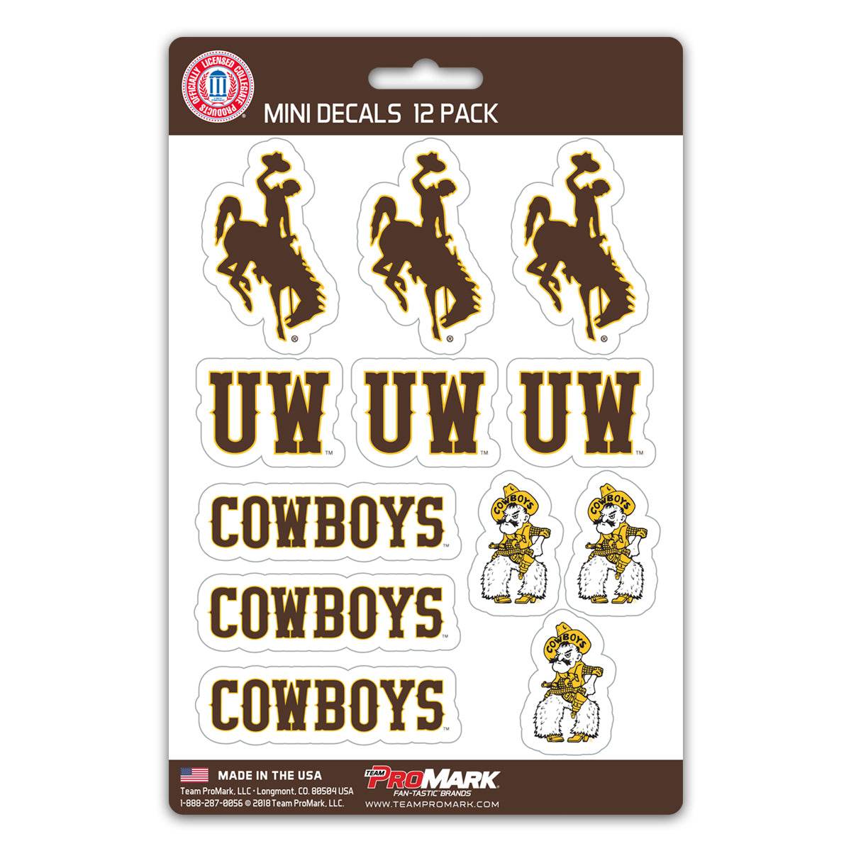 Wyoming Cowboys Mini Decal Set 12 Pack Premium Vinyl - ToylandEU