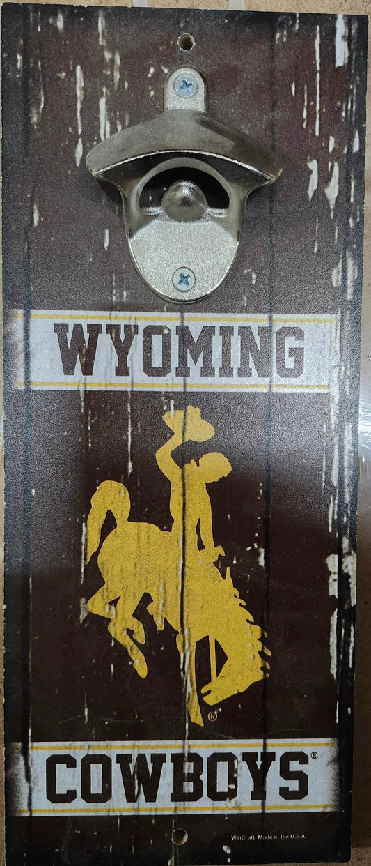 Wyoming Cowboys Wood Sign With Bottle Opener 5x11 Alternate - ToylandEU