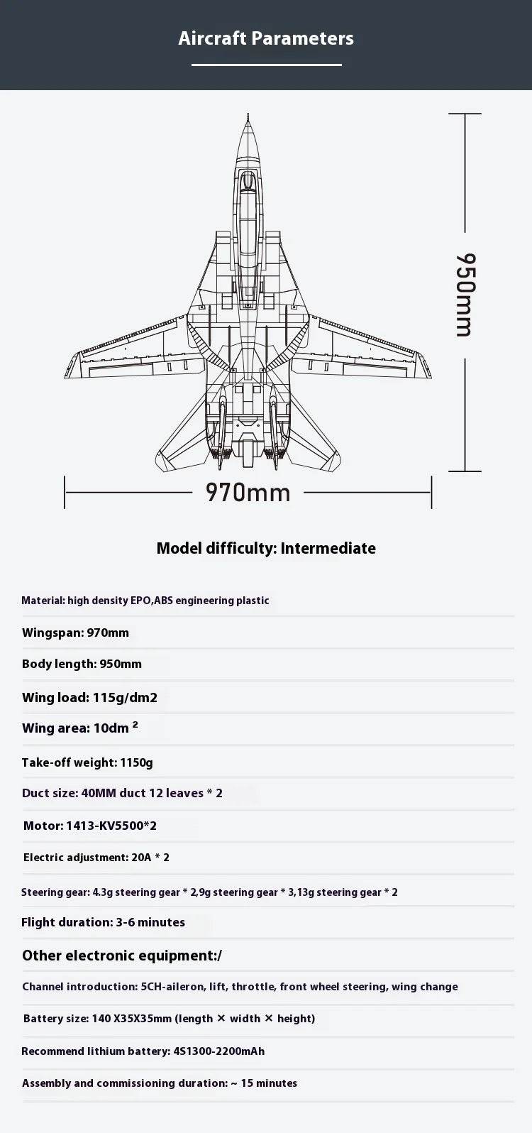 XFly RC Electric Fighter Aircraft Fixed Wing Model Foam Double 40mm F-14 PNP Remote Control Toy for Adults - ToylandEU