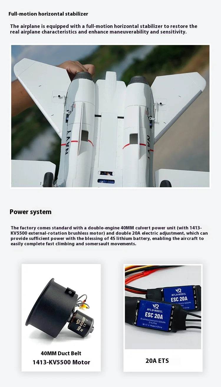XFly RC Electric Fighter Aircraft Fixed Wing Model Foam Double 40mm F-14 PNP Remote Control Toy for Adults - ToylandEU