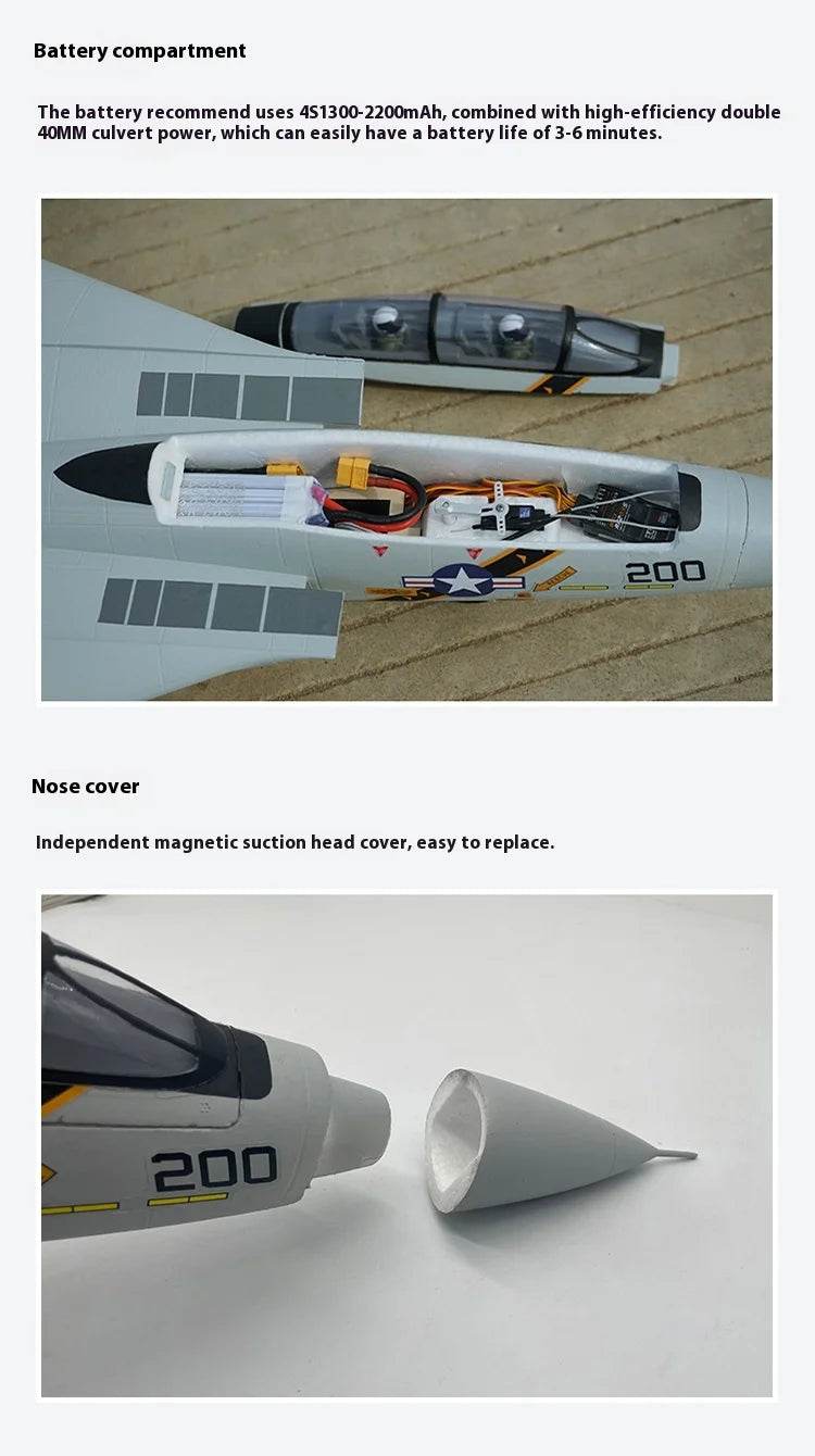 XFly RC Electric Fighter Aircraft Fixed Wing Model Foam Double 40mm F-14 PNP Remote Control Toy for Adults - ToylandEU