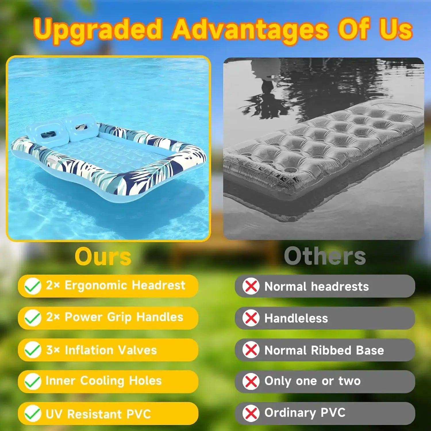  XXL Inflatable Pool Lounger With Pillow For Relaxation -  ToylandEU™