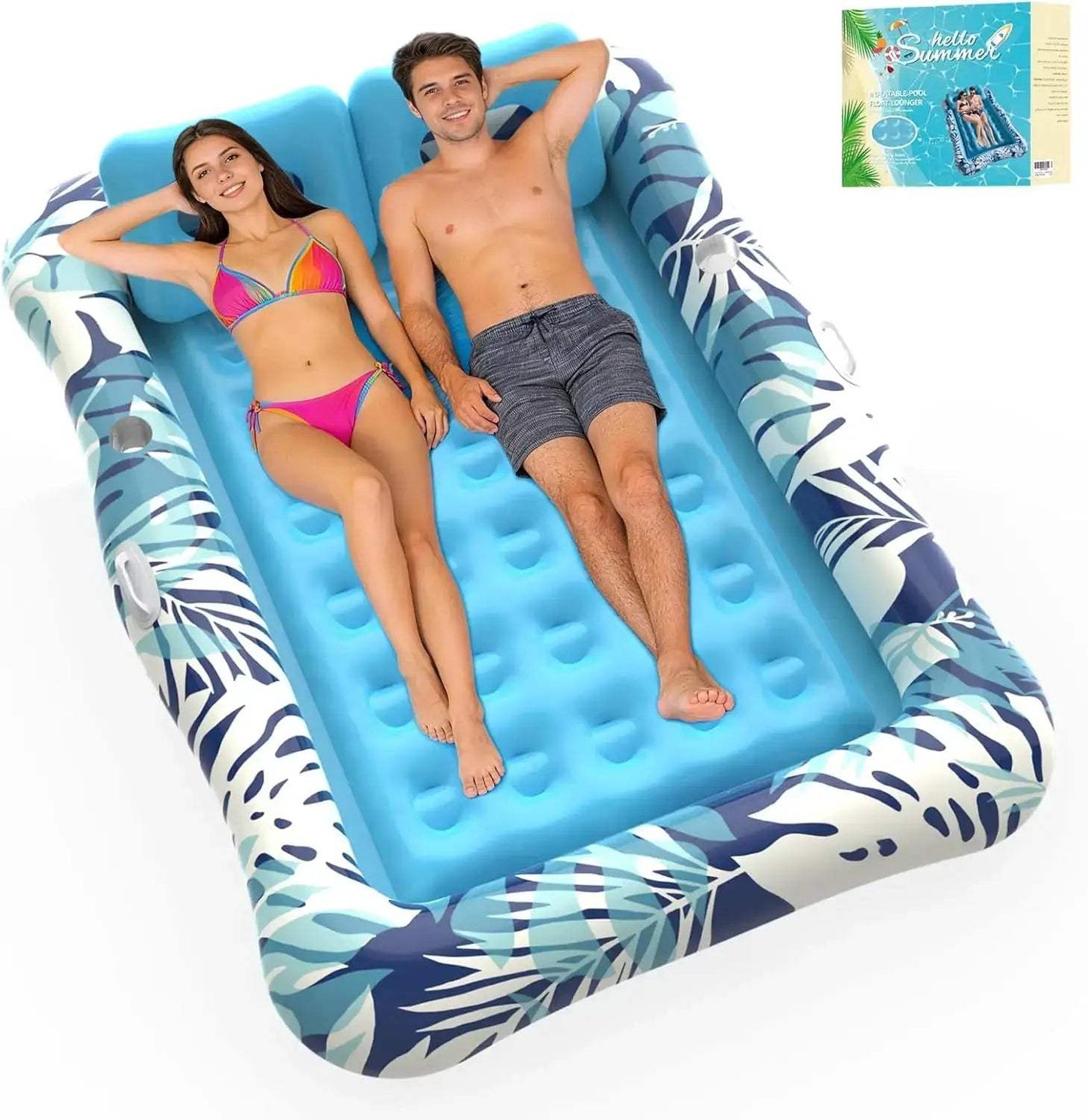 XXL Inflatable Pool Lounger Float with Pillow, 4-in-1 Suntan Tub for Adults and Kids, Perfect for Relaxation and Parties - ToylandEU