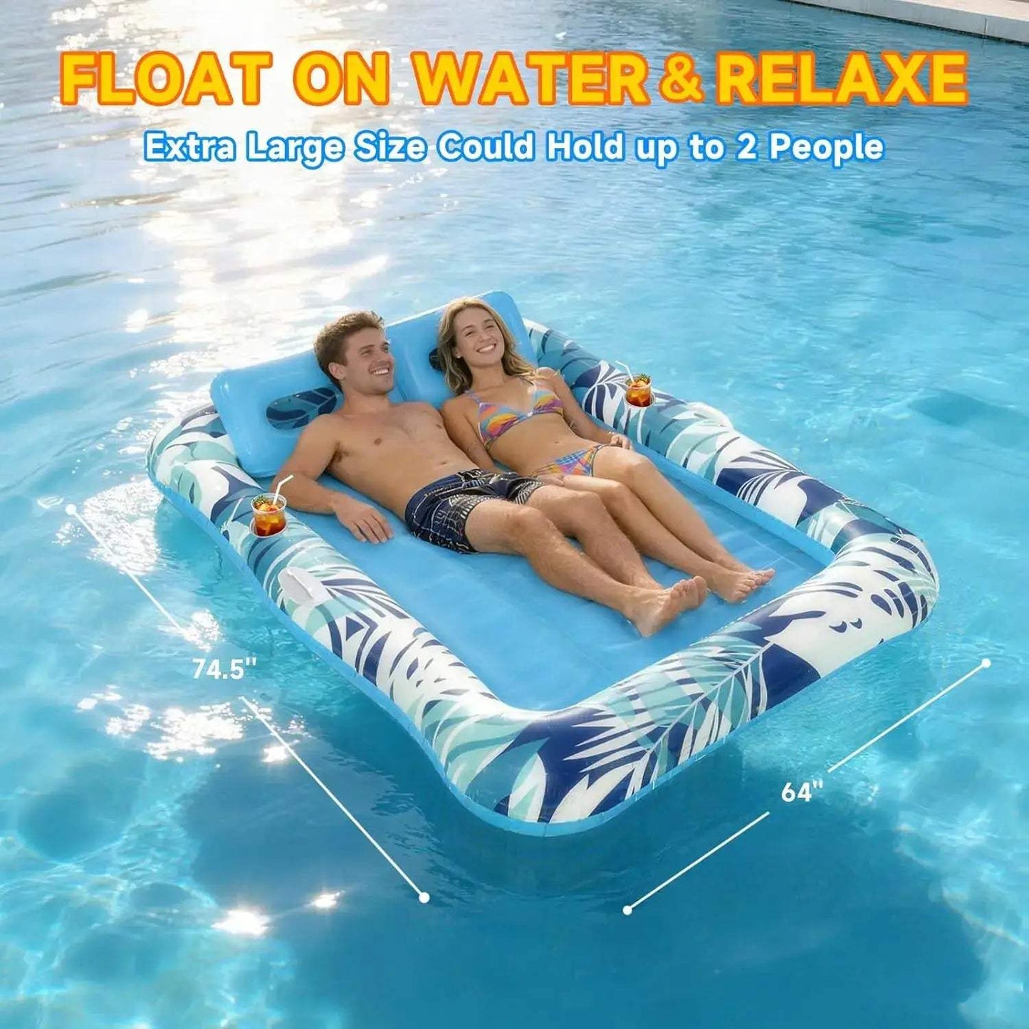 XXL Inflatable Pool Lounger Float with Pillow, 4-in-1 Suntan Tub for Adults and Kids, Perfect for Relaxation and Parties - ToylandEU