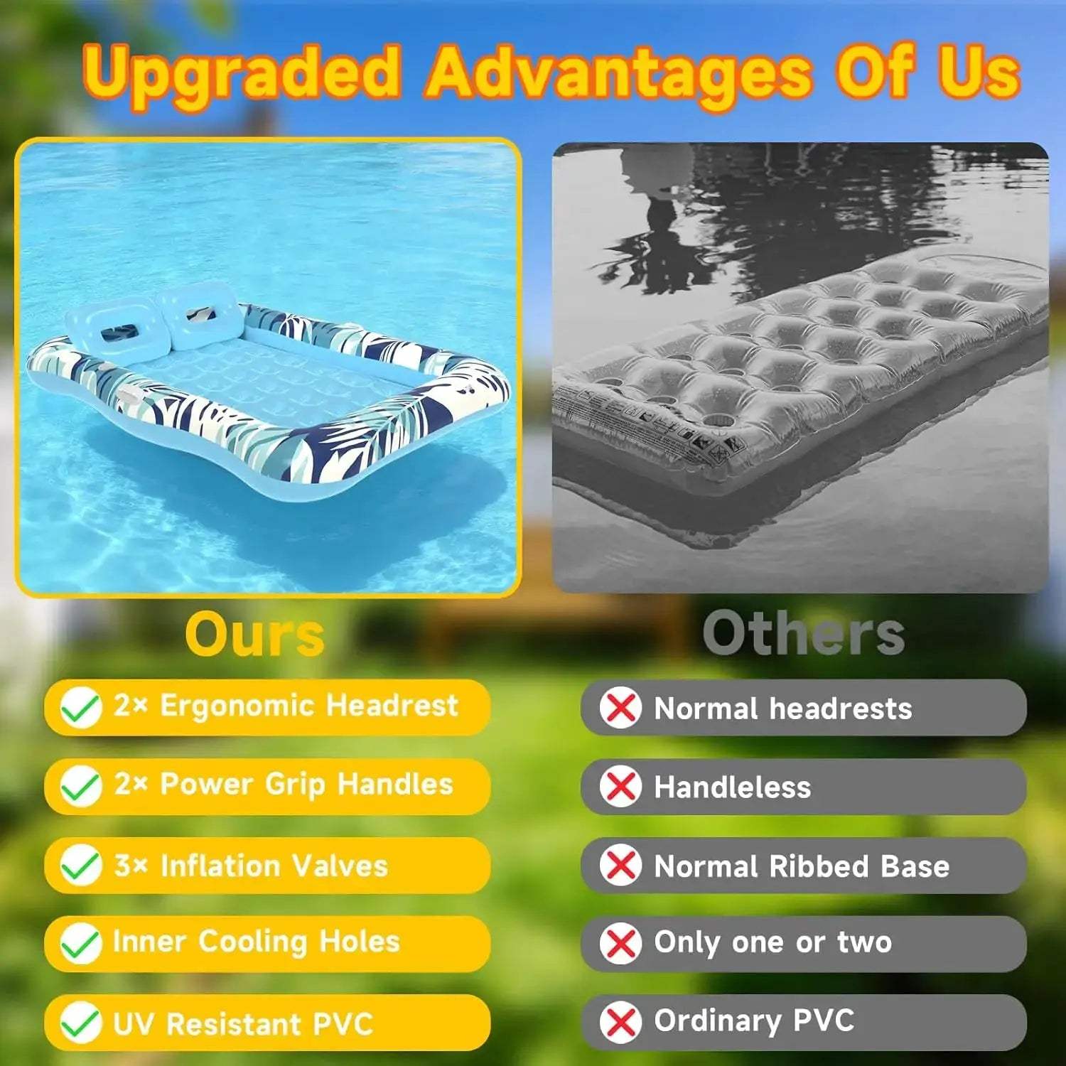 XXL Inflatable Pool Lounger Float with Pillow, 4-in-1 Suntan Tub for Adults and Kids, Perfect for Relaxation and Parties - ToylandEU
