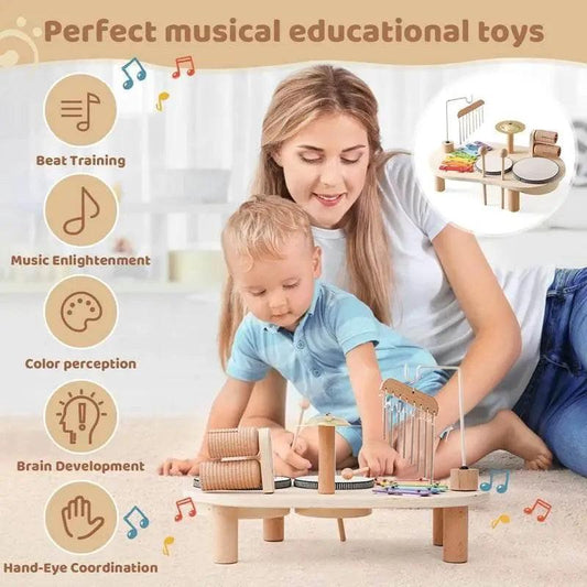  Aeolian Bells Wooden Montessori Xylophone Toy For Newborns Non Toxic Wood Educational Music Table -  ToylandEU™