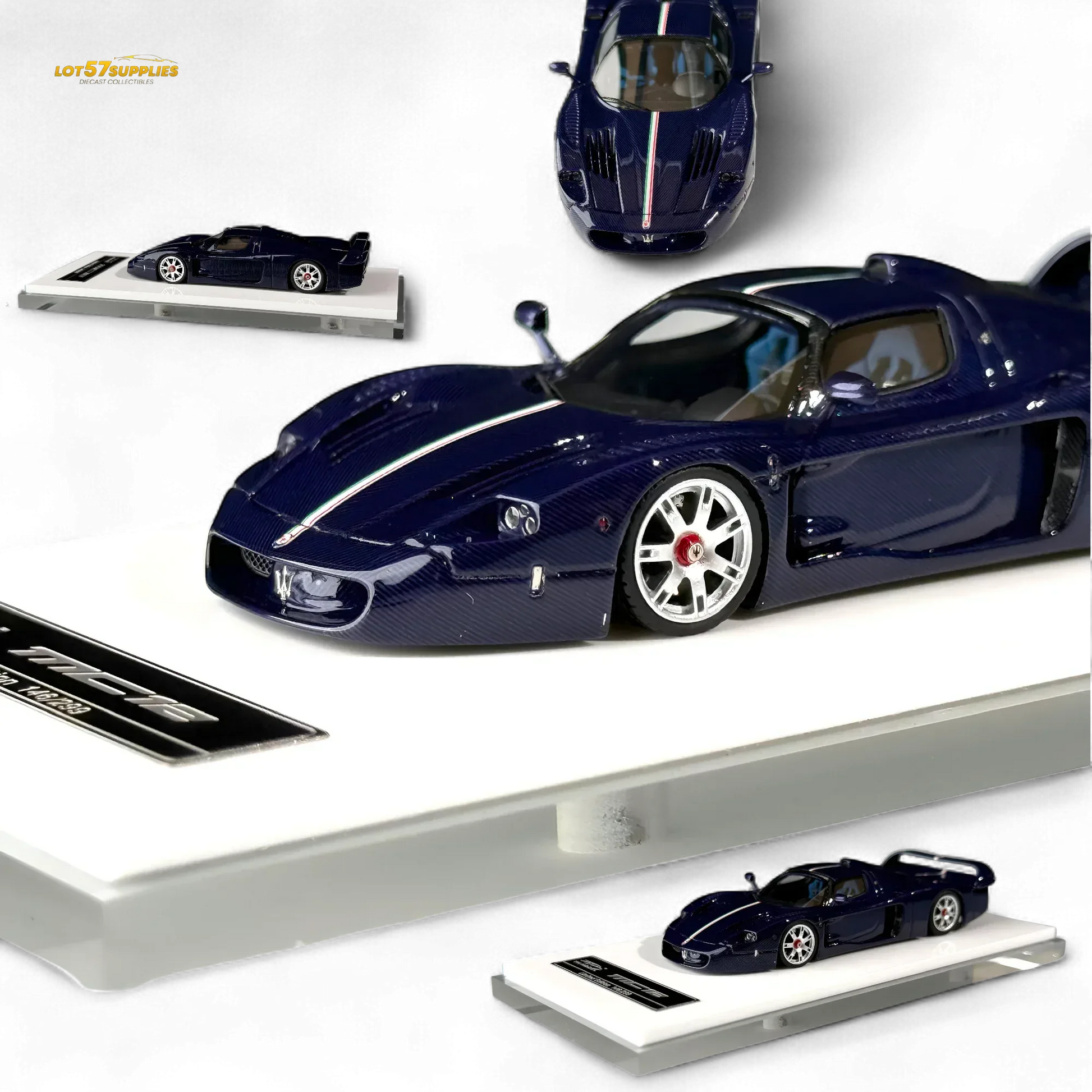 YM Model Maserati MC12 Stradale Corsa Blue Carbon 1:64 - ToylandEU