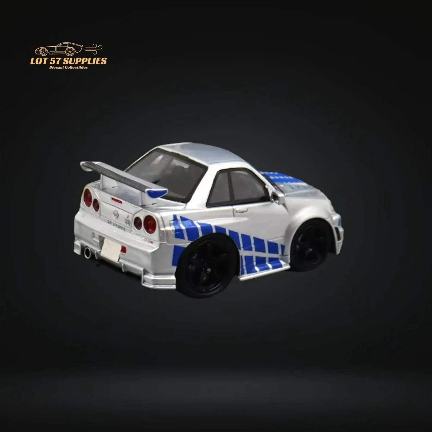 YM model X QCAR Skyline R34 Silver Blue F&F Livery Resin 1:64 - ToylandEU