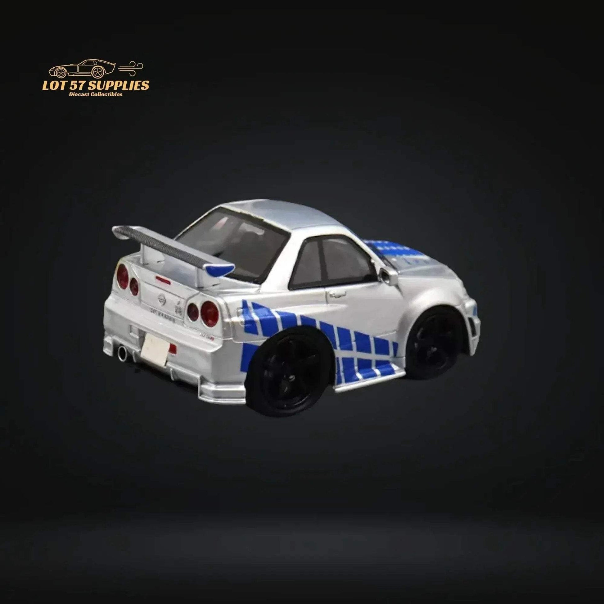 YM model X QCAR Skyline R34 Silver Blue F&F Livery Resin 1:64 - ToylandEU