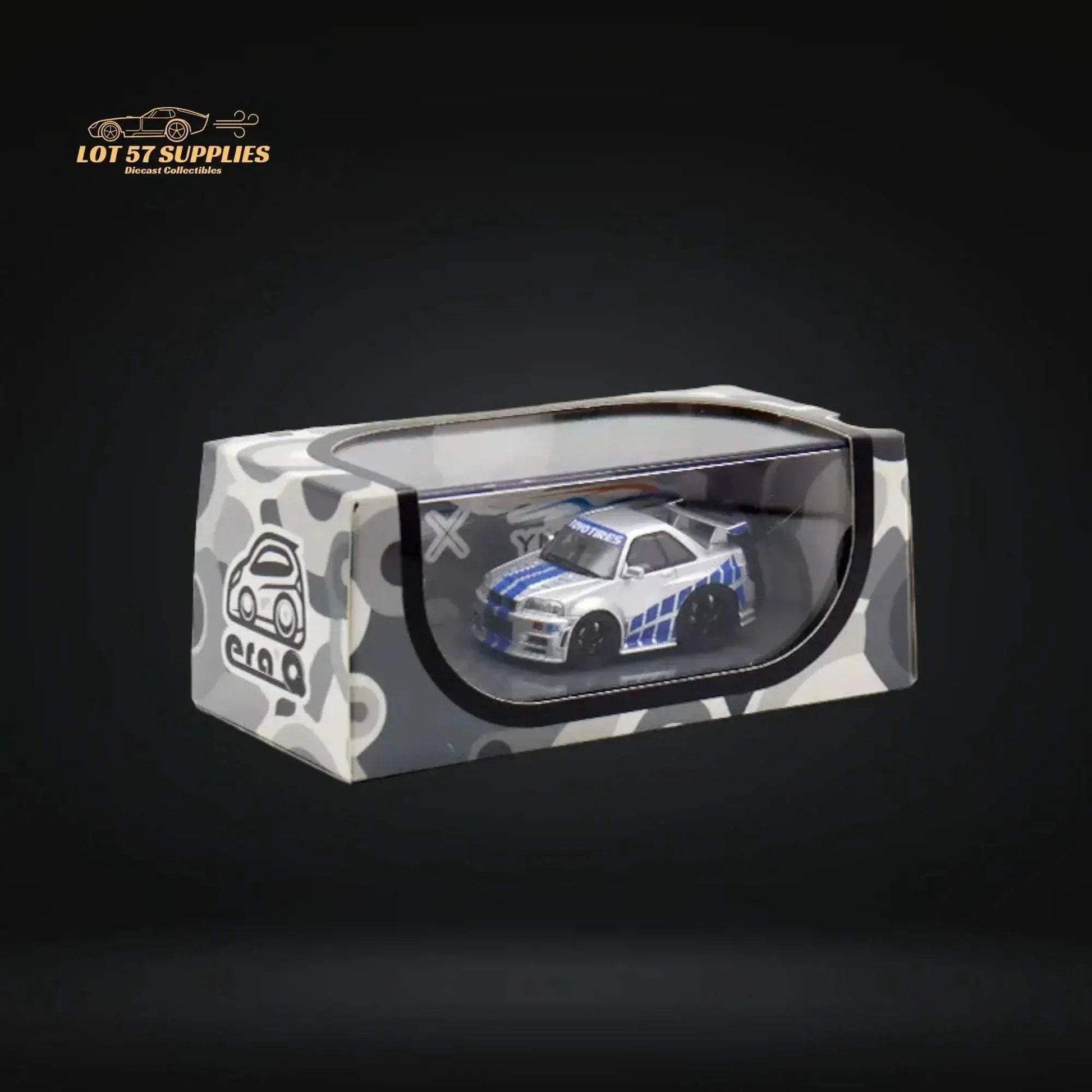 YM model X QCAR Skyline R34 Silver Blue F&F Livery Resin 1:64 - ToylandEU