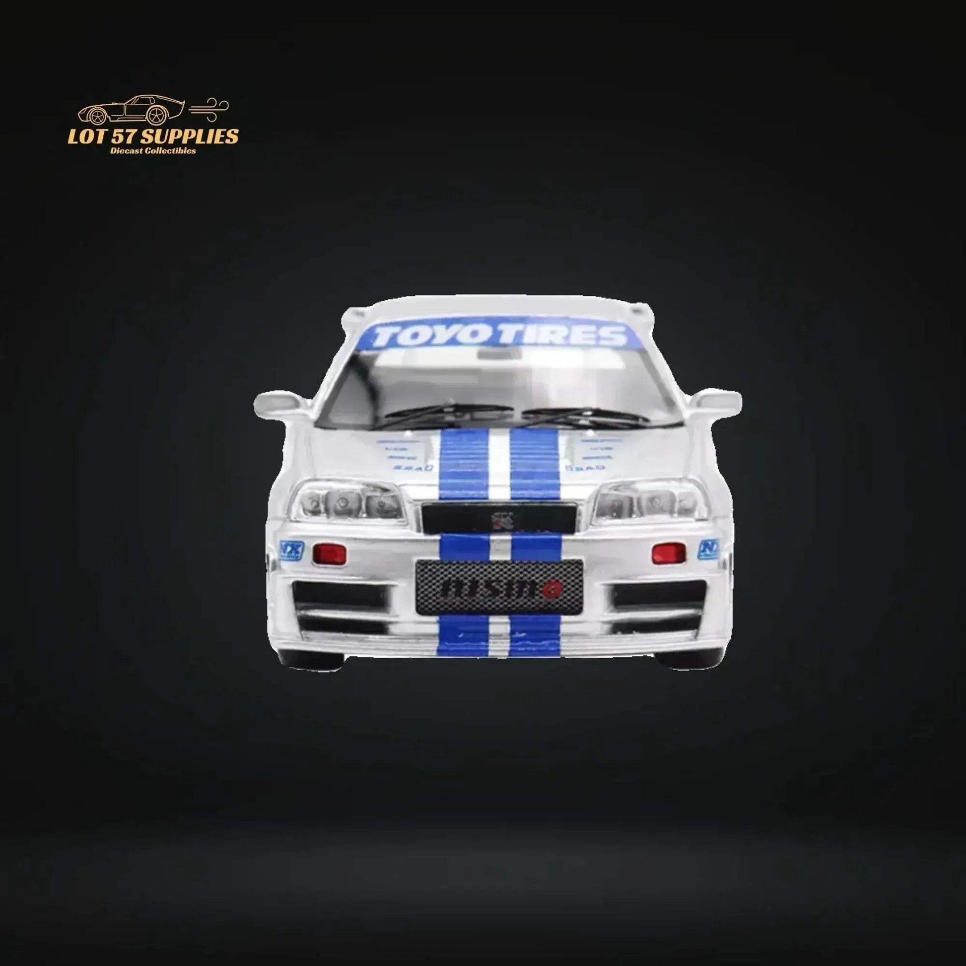 YM model X QCAR Skyline R34 Silver Blue F&F Livery Resin 1:64 - ToylandEU