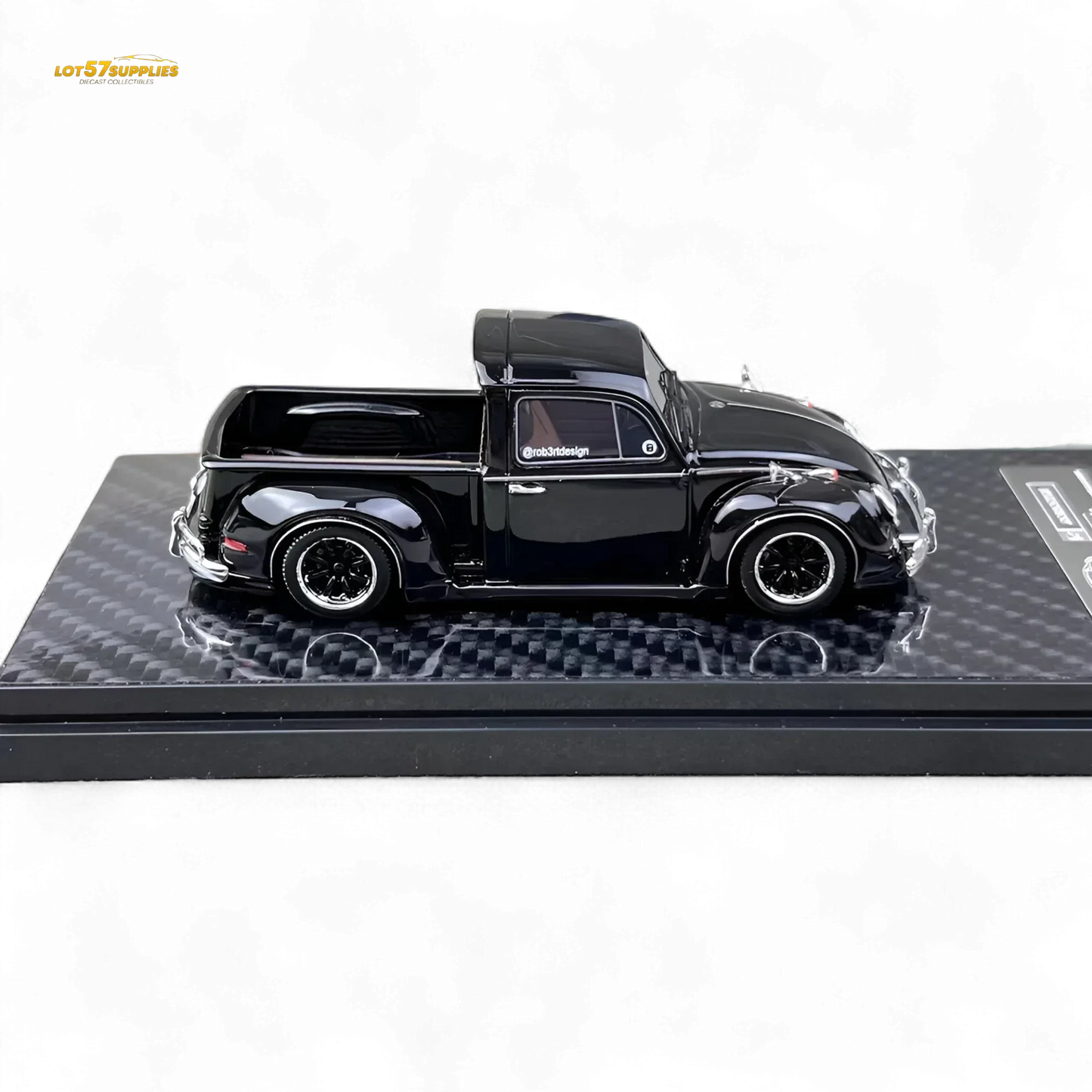 YM Model X Robert Design Volkswagen Beetle Pickup Truck FUSCUP in Black 1:64 Limited to 499 Pcs - ToylandEU