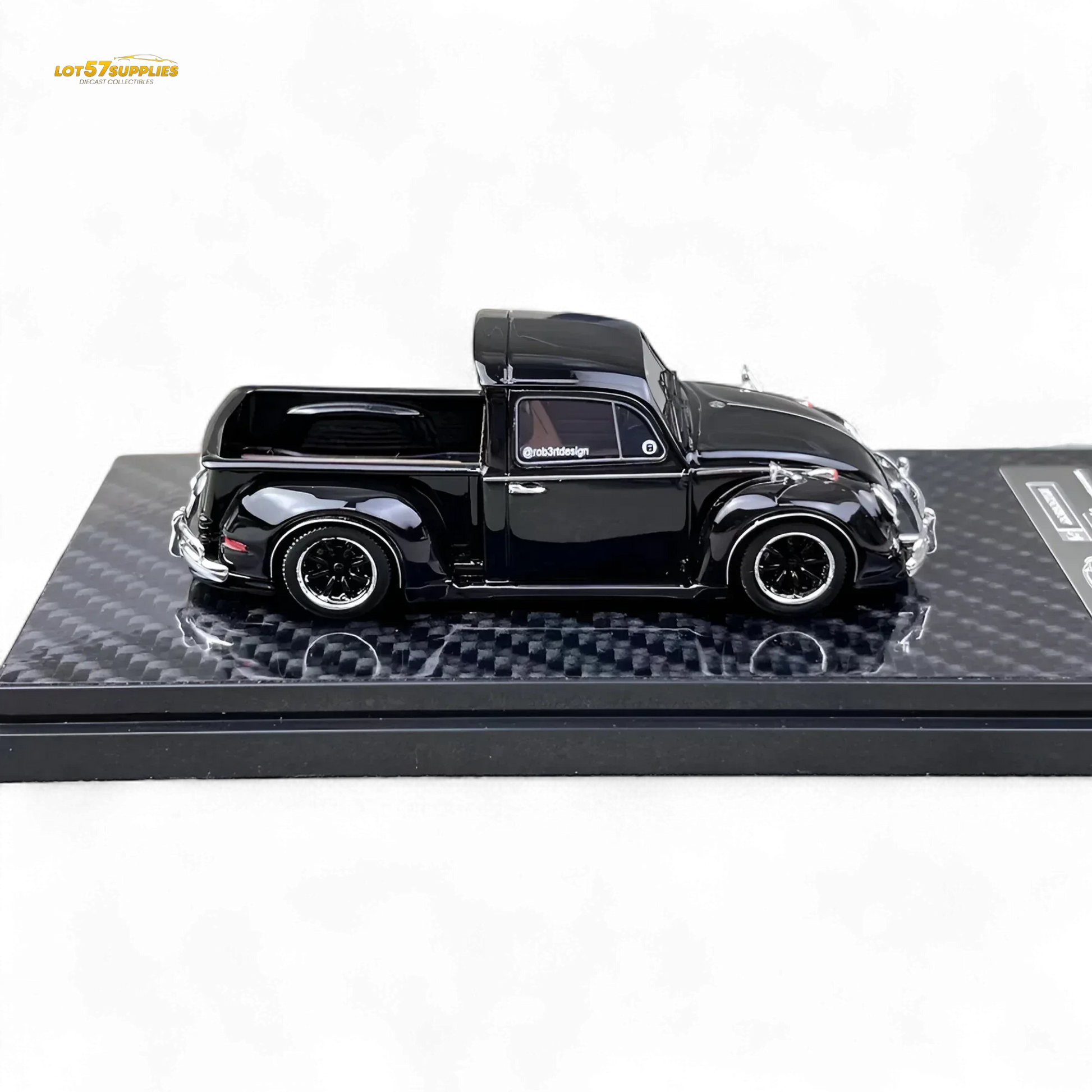YM Model X Robert Design Volkswagen Beetle Pickup Truck FUSCUP in Black 1:64 Limited to 499 Pcs - ToylandEU