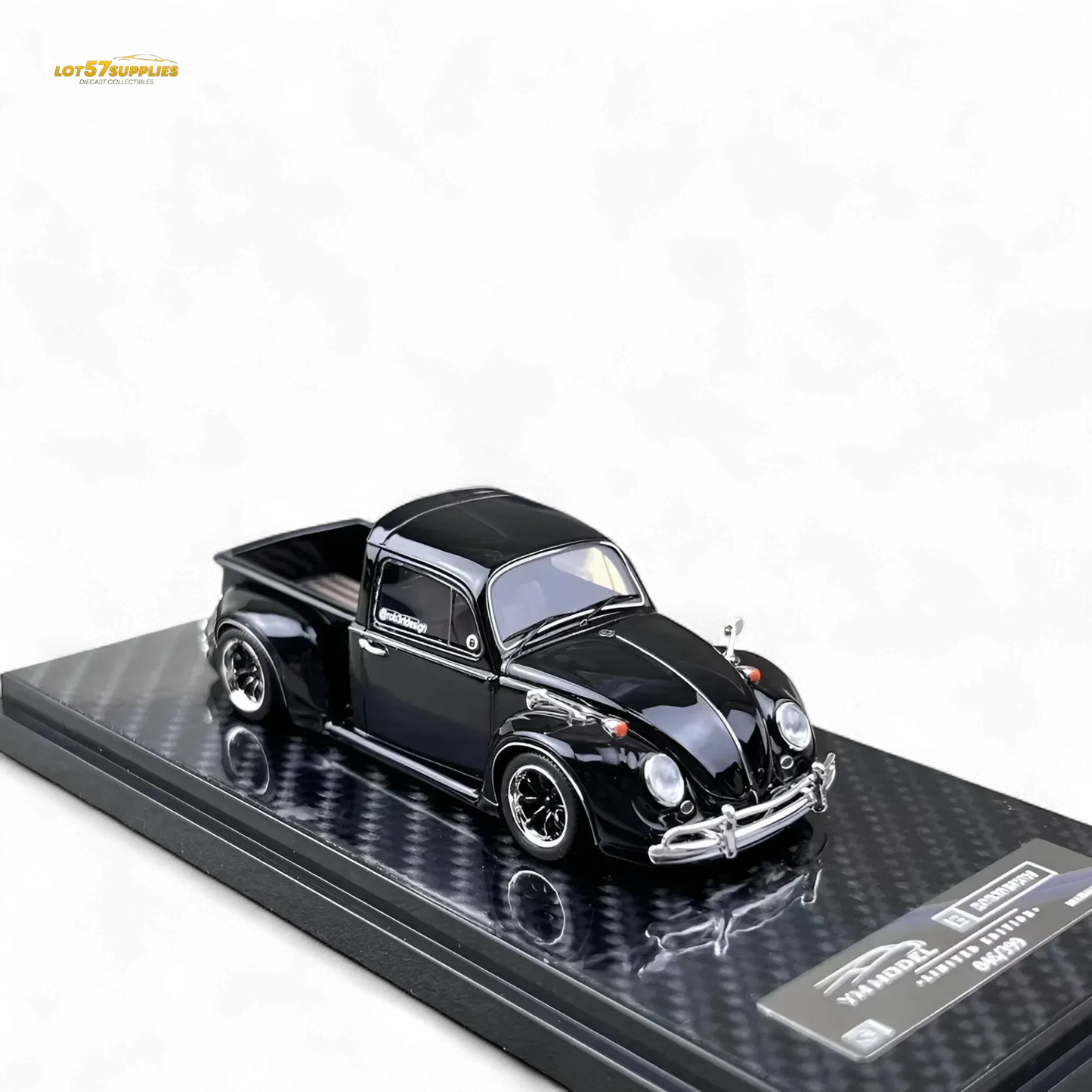 YM Model X Robert Design Volkswagen Beetle Pickup Truck FUSCUP in Black 1:64 Limited to 499 Pcs - ToylandEU