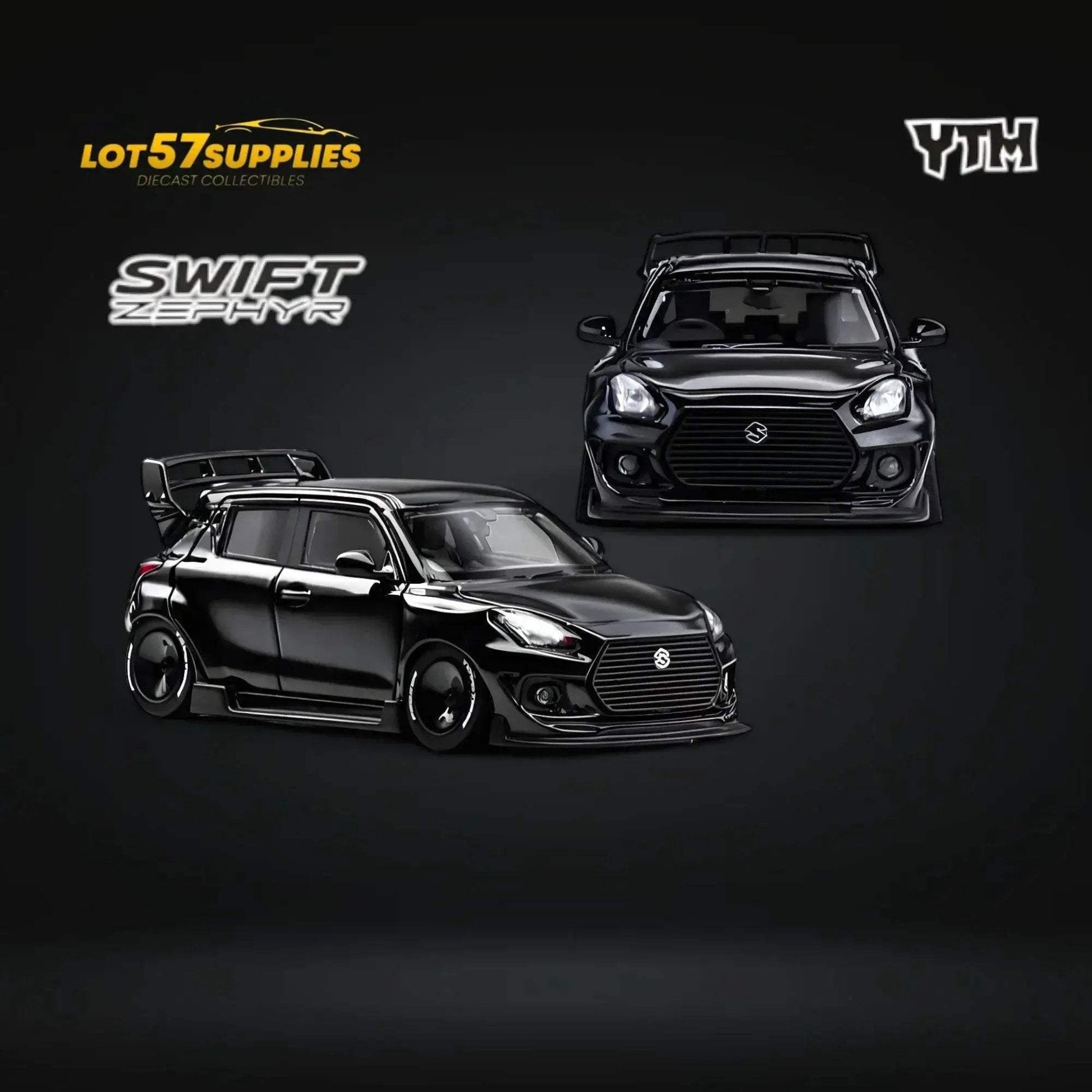 YTM Suzuki Swift 3rd Gen Zephyr Modified Version Rear Engine Concept Black Knight 1:64 - ToylandEU