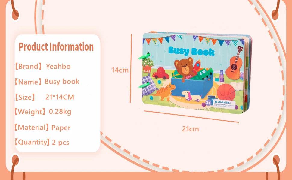 Yeahbo Busy Book for 2 3 4 Year Old Girls Boys 2 Pcs Montessori Educational Travel Toys Gifts for 2-5 Year Olds - ToylandEU