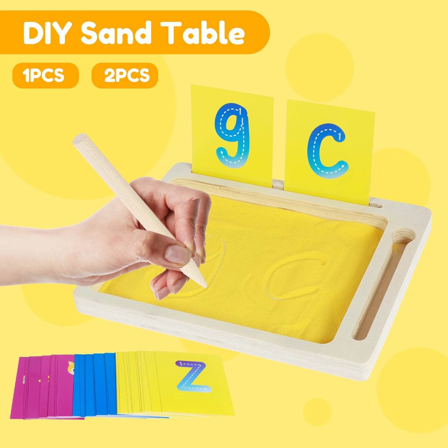 1/2PCS Wooden Montessori Sand Tray With Wooden Pen For Writing Letters And Numbers Early Educational Toys Gifts Party Game - ToylandEU