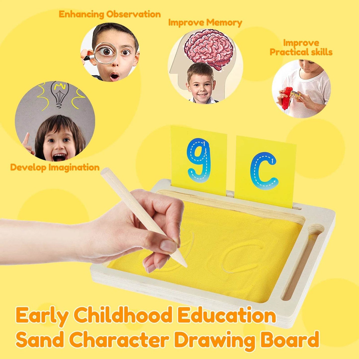 1/2PCS Wooden Montessori Sand Tray With Wooden Pen For Writing Letters And Numbers Early Educational Toys Gifts Party Game - ToylandEU