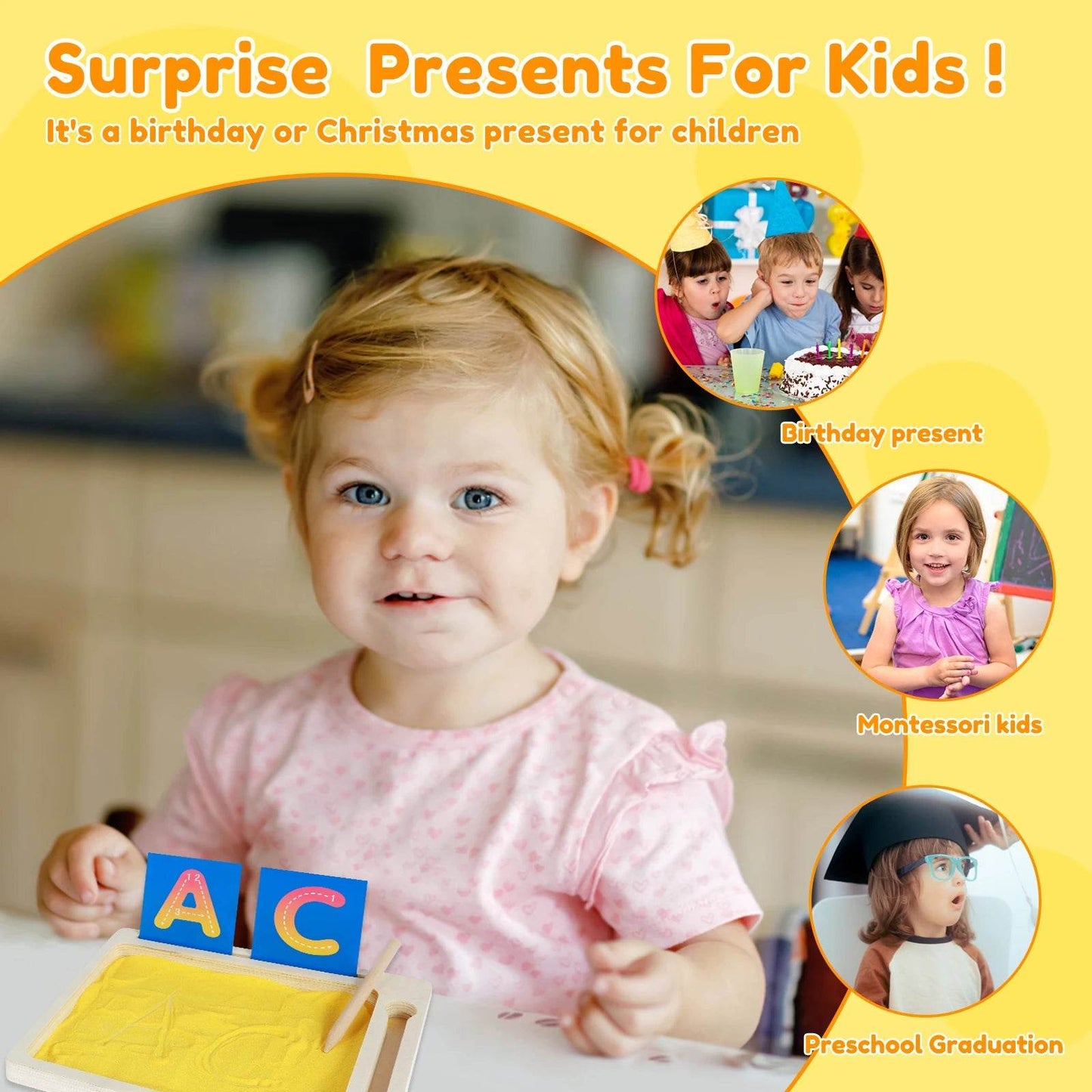 1/2PCS Wooden Montessori Sand Tray With Wooden Pen For Writing Letters And Numbers Early Educational Toys Gifts Party Game - ToylandEU