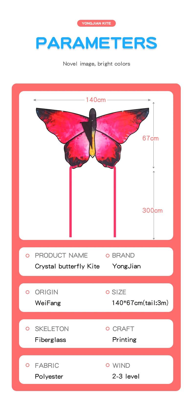 YongJian Beautiful Butterfly Kites Red Crystal Outdoor Toys - ToylandEU