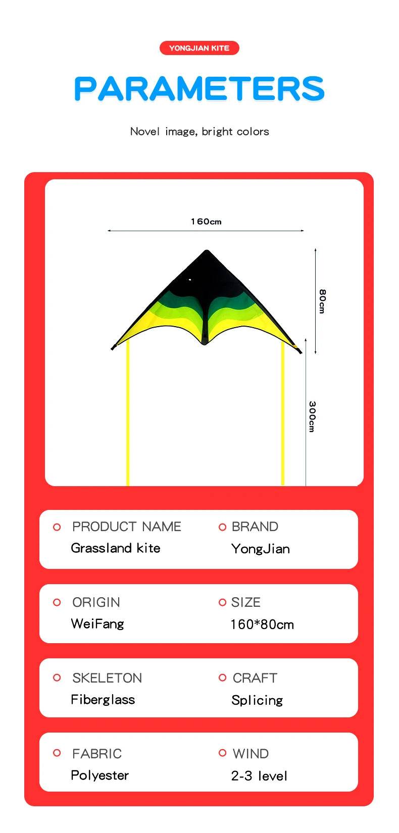 YongJian Large Beach Delta Kite for Adults and Kids Easy Fly - ToylandEU