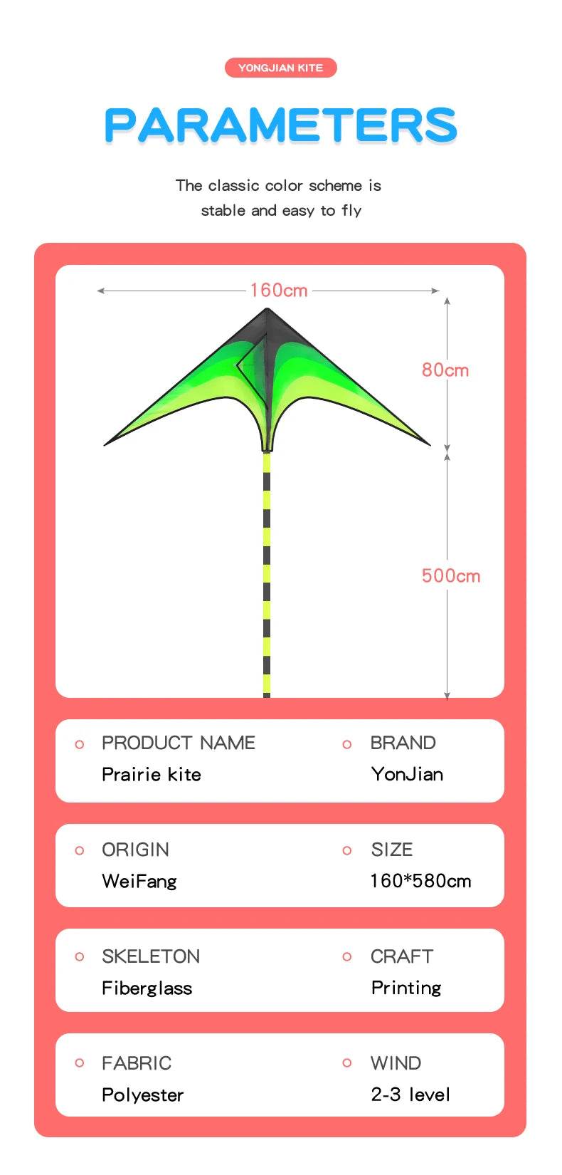 YongJian Large Delta Kite for Kids & Adults Easy to Fly - ToylandEU