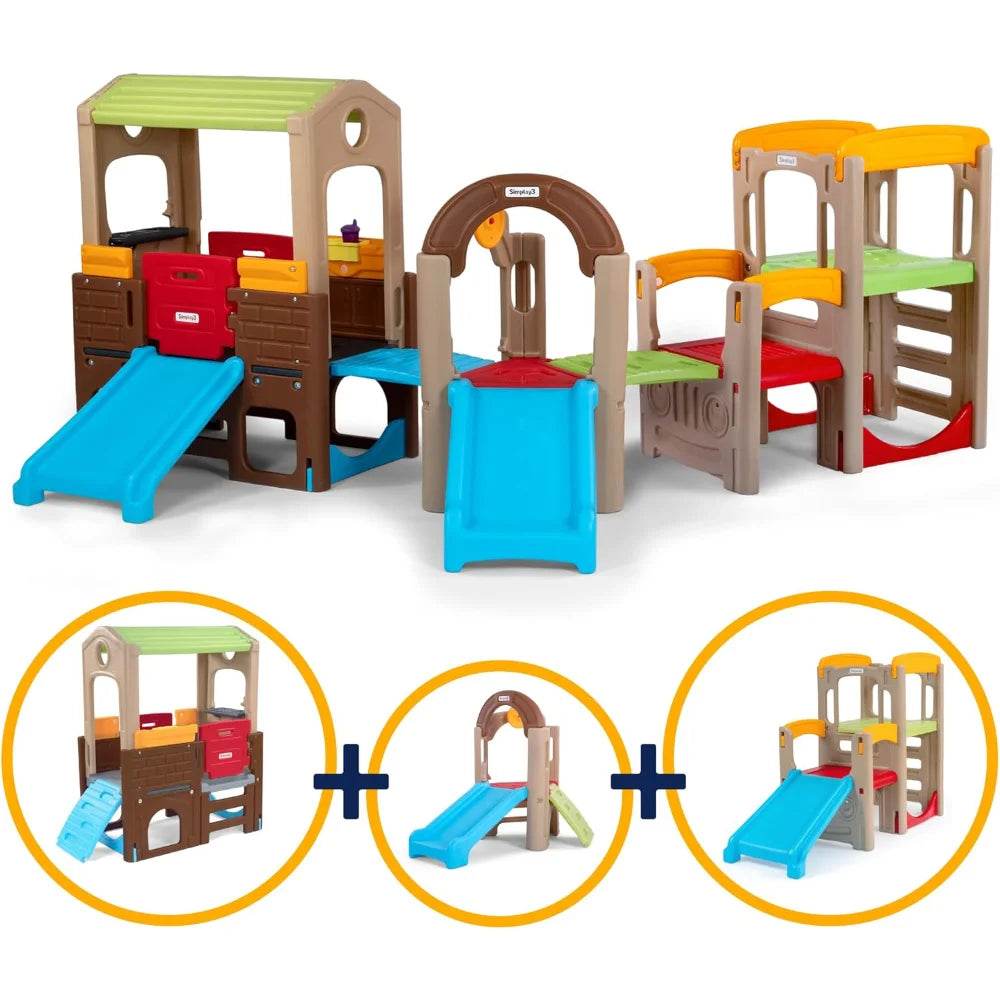 Young Explorers Modular Play System Kids Activity Outdoor Playset for Children Toddler Playground Slide Climb and Playhouse - ToylandEU