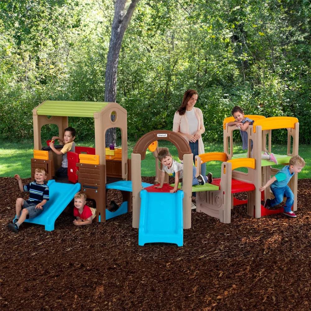 Young Explorers Modular Play System Kids Activity Outdoor Playset for Children Toddler Playground Slide Climb and Playhouse - ToylandEU