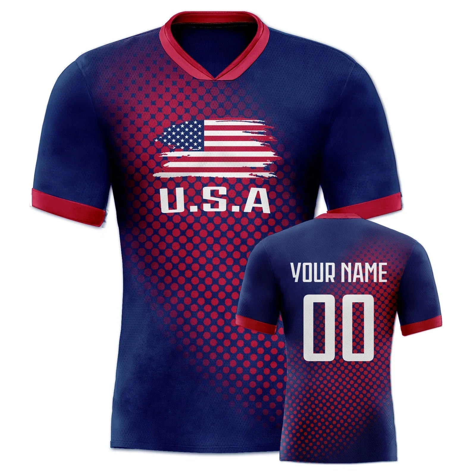 Youth USA Soccer Jersey Custom Name And Number, Quick Dry Polyester Training Shirt, Breathable Unisex - ToylandEU