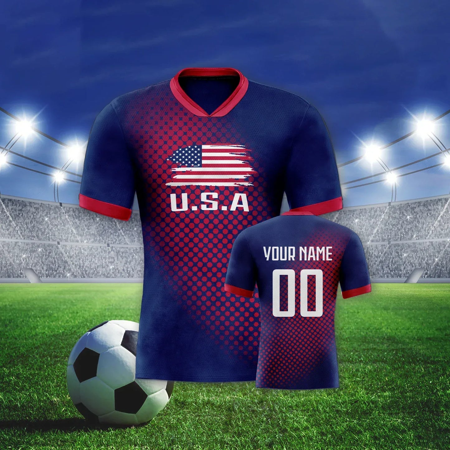 Youth USA Soccer Jersey Custom Name And Number, Quick Dry Polyester Training Shirt, Breathable Unisex - ToylandEU