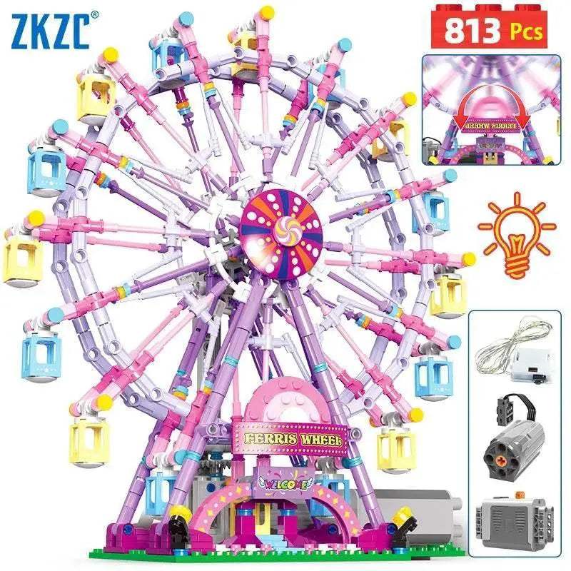 ZKZC Cherry Blossom Color City Friends LED Ferris Wheel Toy - ToylandEU